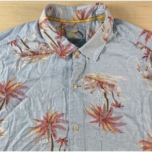 Tommy Bahama Short Button‎ Sleeve Shirt Men's XL Floral Print Palm Trees Silk